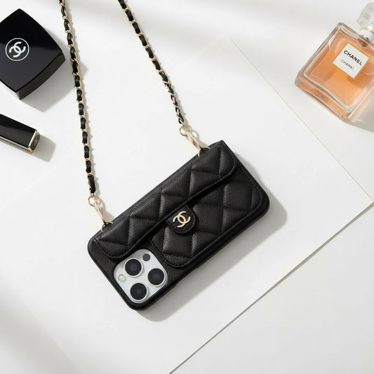 Coque sac matelassée à chaîne | Noire